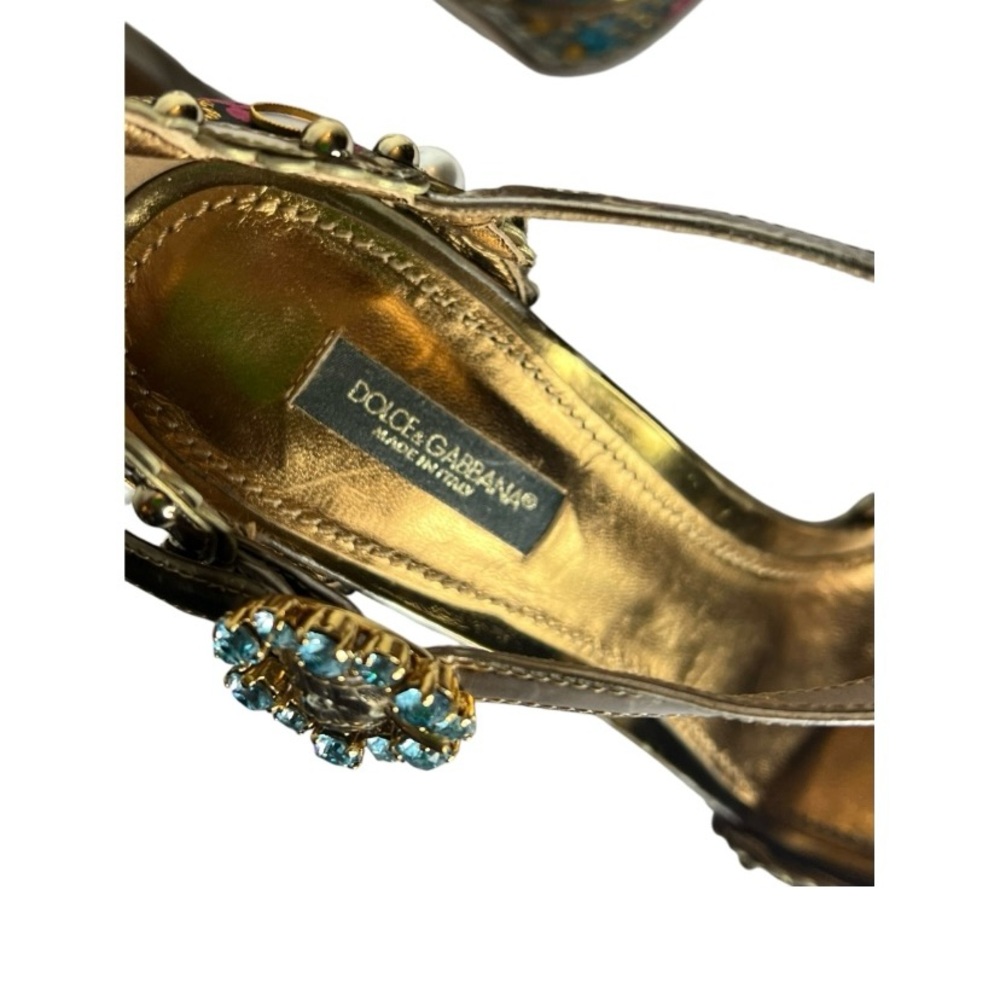 Dolce & Gabbana Gold and Jewel-Toned Heels - Picture 6 of 9